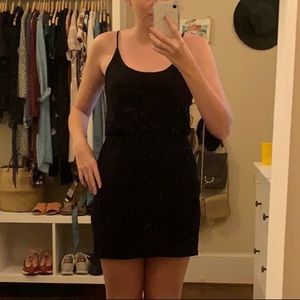 Stylish Black Cotton Mini Dress with Pockets